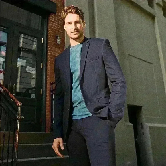 Express Performance Extra Slim Stretch+ Navy Blue Luxe Comfort Soft Suit Jacket - Picture 6 of 13